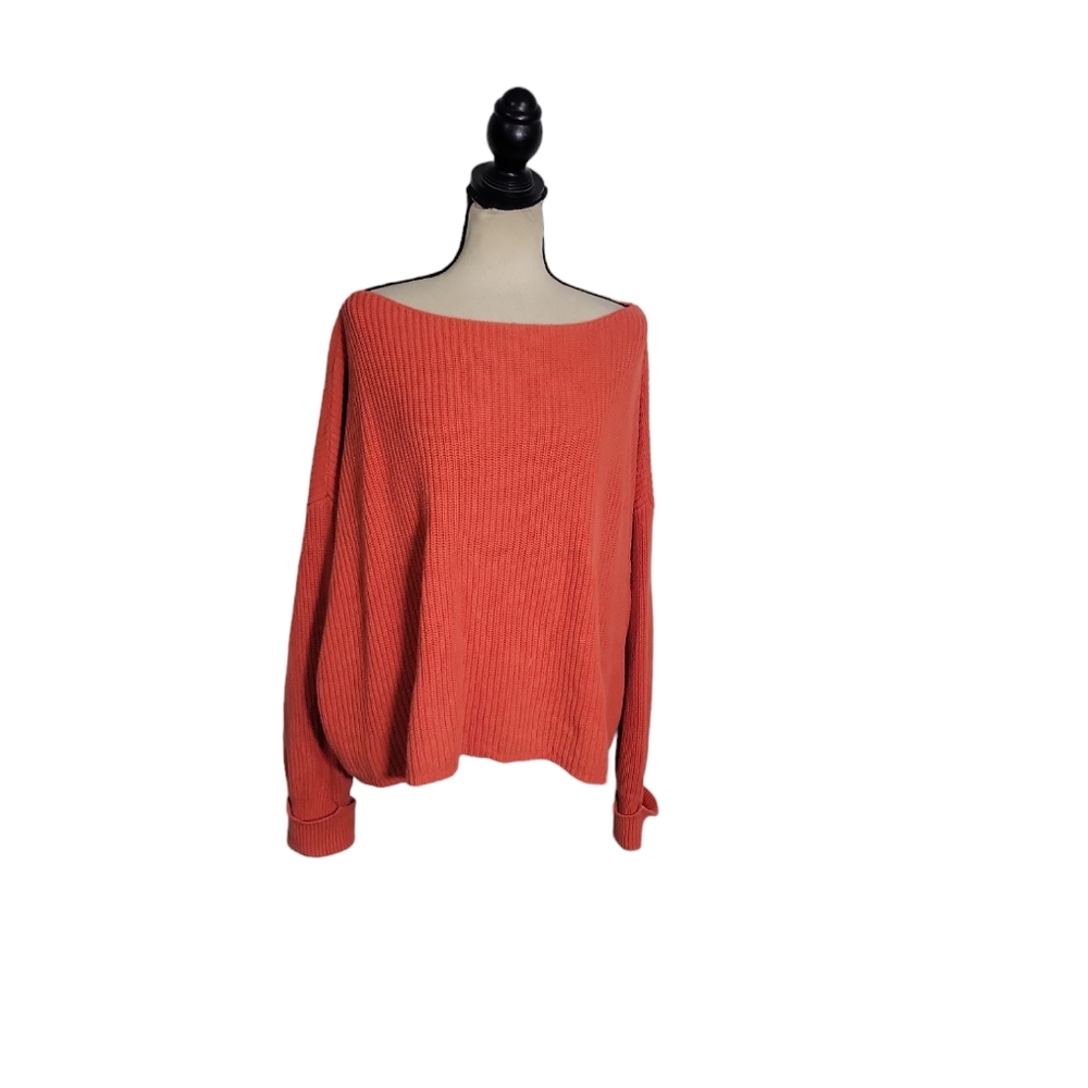French Connection sweater women's large chunky knit cuffed sleeves oversized